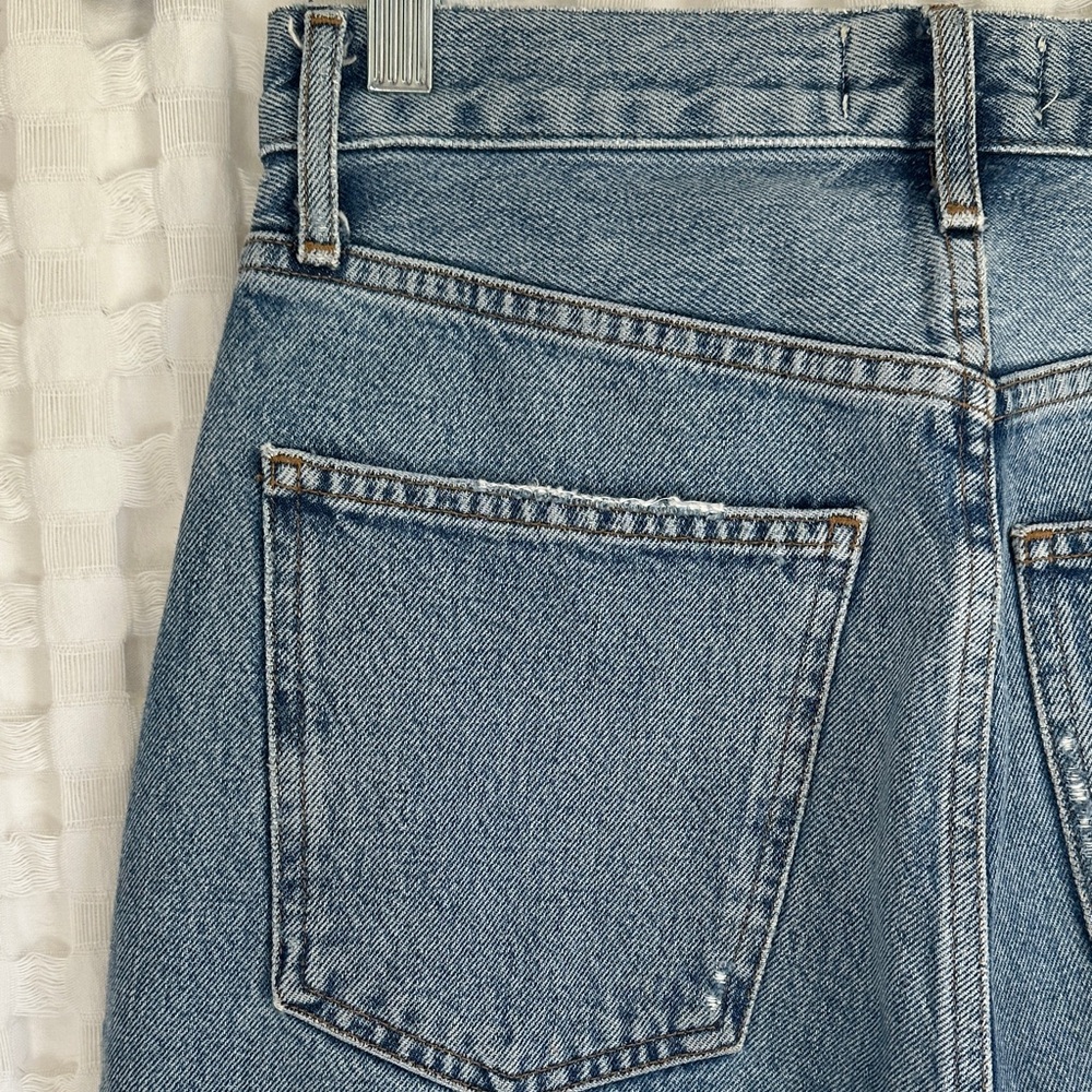Agolde Denim Straight Leg High Waisted Distressed Jeans 25 Organic Cotton